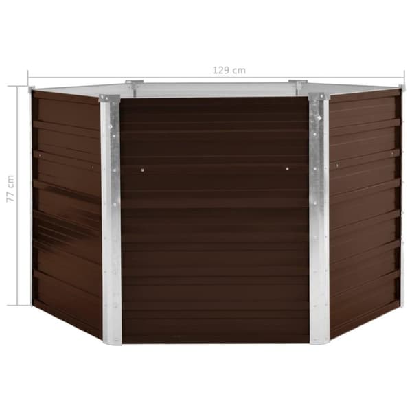 vidaXL hævet plantekasse 129x129x77 cm galvaniseret stål brun