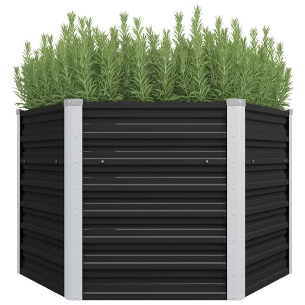 vidaXL hævet plantekasse 129x129x77 cm galvaniseret stål antracitgrå