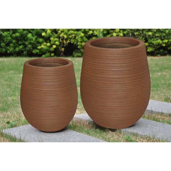 Medium rundad kruka Rep - 33 x 33 x 37 cm - Rostbrun