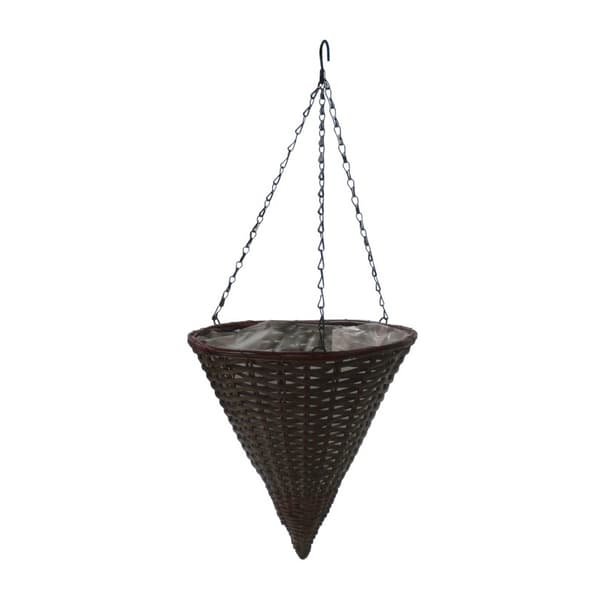 Ambassador Rattan Hanging Cone Grey 14in