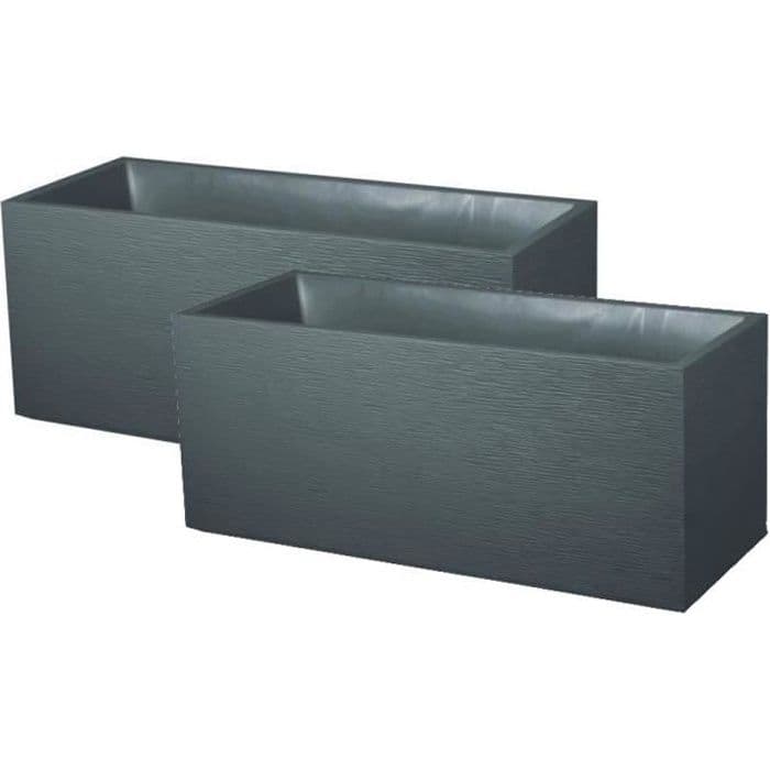 EDA Set med 2 grafitplanterar - 99,5 x 39 x 43 cm - 97,6 L - antracitgrå