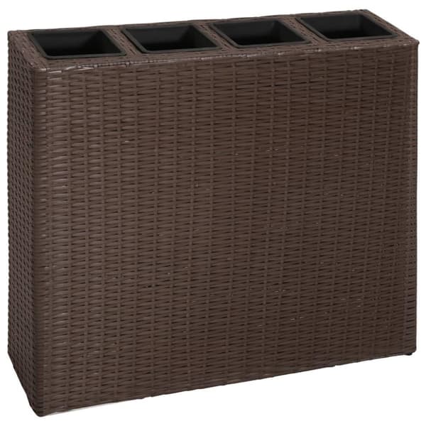 vidaXL plantekasser med 4 krukker 2 stk. polyrattan brun