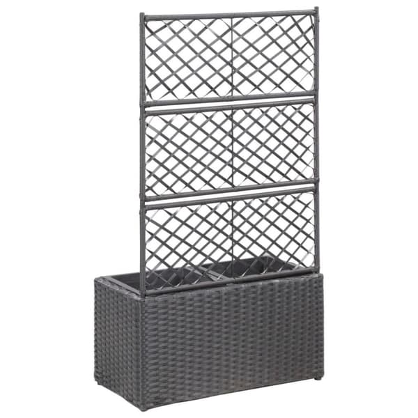 vidaXL Spaljé med 2 krukor upphöjd 58x30x107 cm konstrotting svart