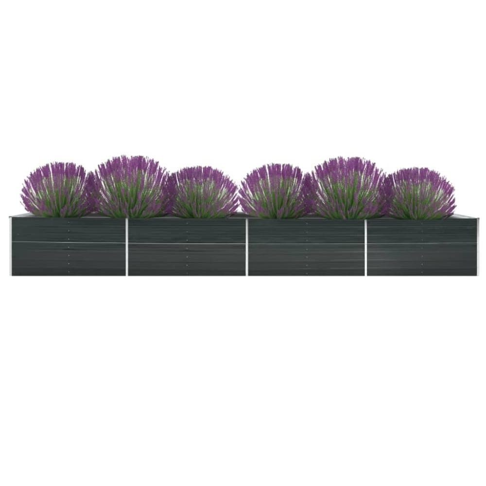 vidaXL Odlingslåda upphöjd galvaniserat stål 600x80x77 cm antracit