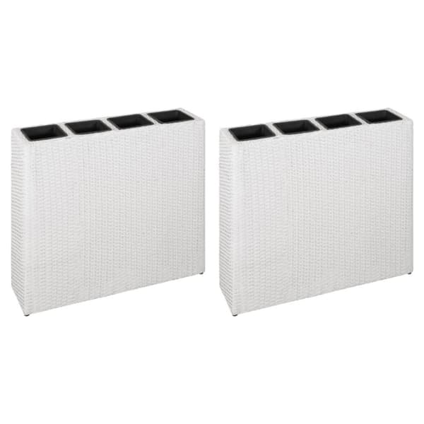 vidaXL plantekasser med 4 krukker 2 stk. polyrattan hvid