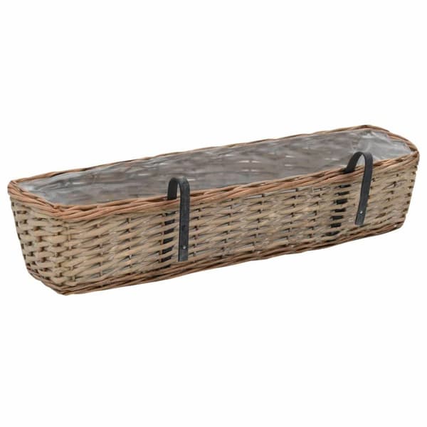 vidaXL Plantekasser for balkong 2 stk flettekurv med PE-fôring 80 cm