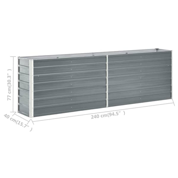 vidaXL Høybed galvanisert stål 240x40x77 cm grå