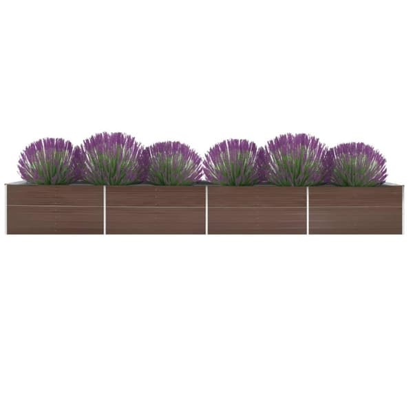 vidaXL Odlingslåda upphöjd galvaniserat stål 600x80x45 cm brun