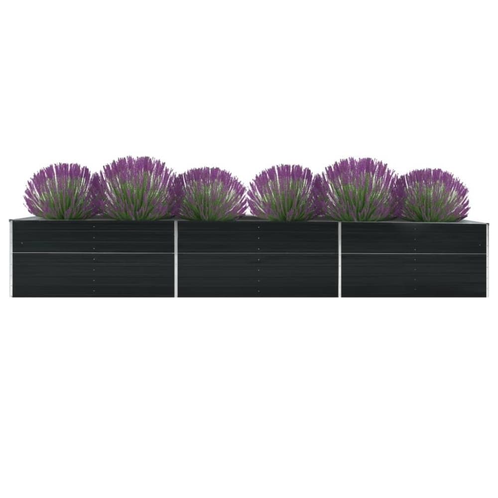 vidaXL Odlingslåda upphöjd galvaniserat stål 480x80x45 cm antracit