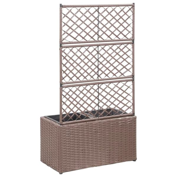 vidaXL Spaljé med 2 krukor upphöjd 58x30x107 cm konstrotting brun