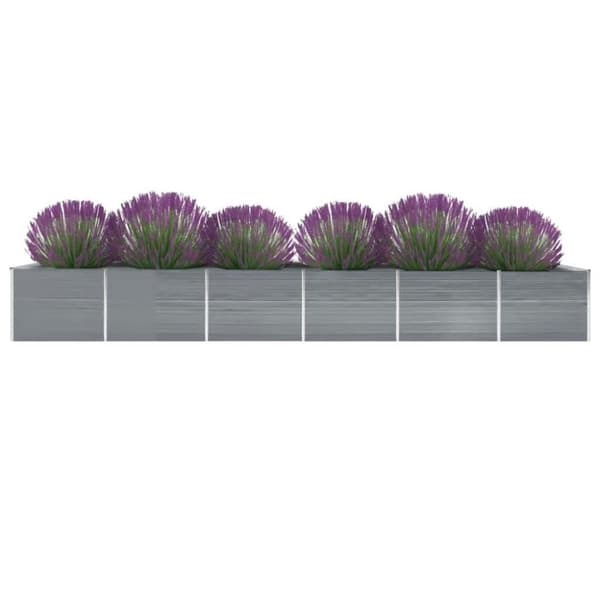 vidaXL Høybed galvanisert stål 600x80x45 cm grå