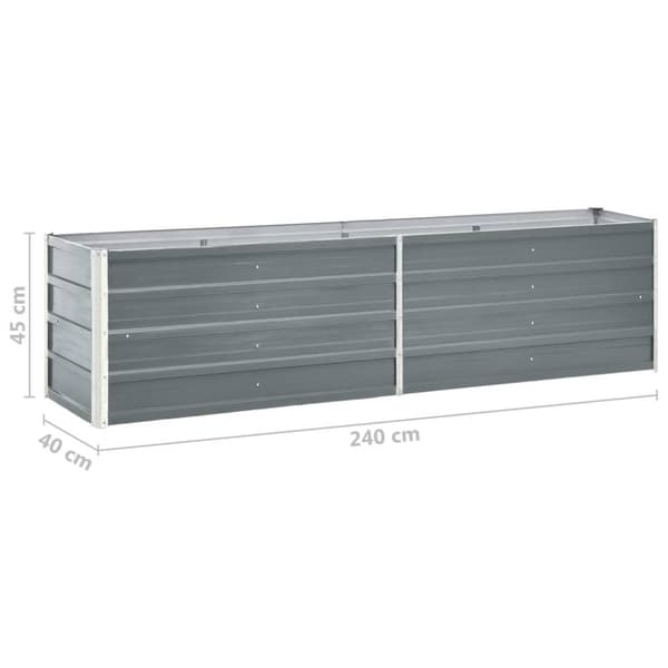 vidaXL Høybed galvanisert stål 240x40x45 cm grå