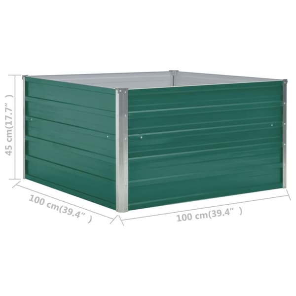 vidaXL Forhøyet plantekasse 100x100x45 cm galvanisert stål grønn