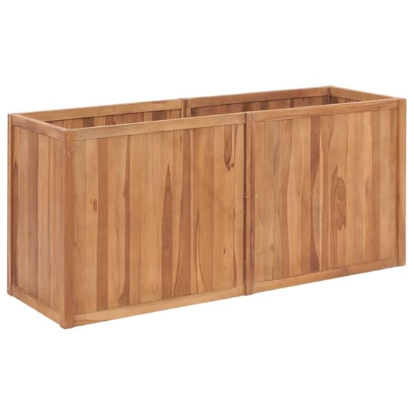 vidaXL hævet plantekasse 150x50x70 cm massivt teaktræ