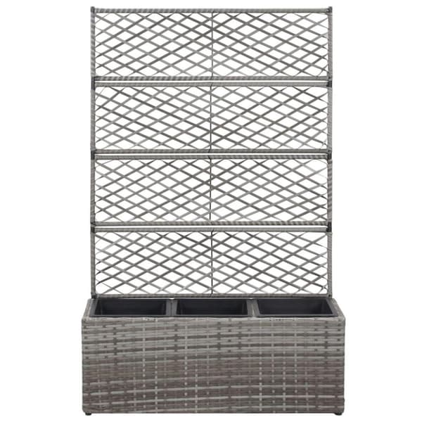 vidaXL Høybed med espalier 3 potter 83x30x130 cm polyrotting grå