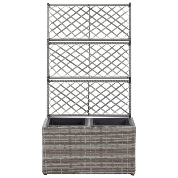 vidaXL espalier med plantekasse 2 krukker 58x30x107 polyrattan grå