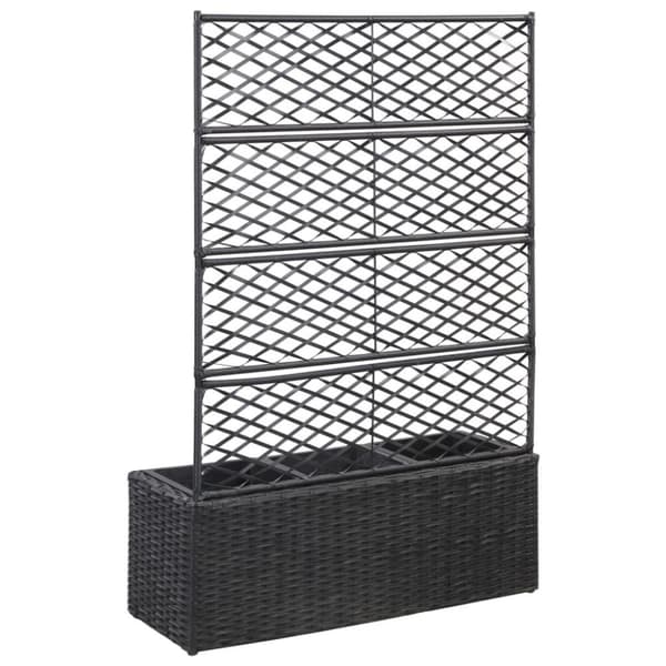 vidaXL espalier med plantekasse 3 krukker 83x30x130 cm polyrattan sort