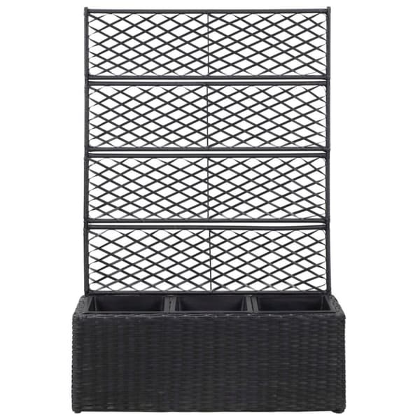 vidaXL espalier med plantekasse 3 krukker 83x30x130 cm polyrattan sort