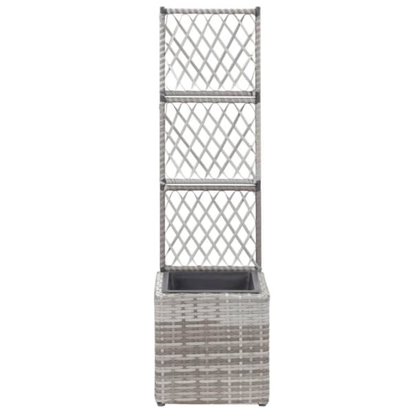 vidaXL Høybed med espalier 1 potte 30x30x107 cm polyrotting grå