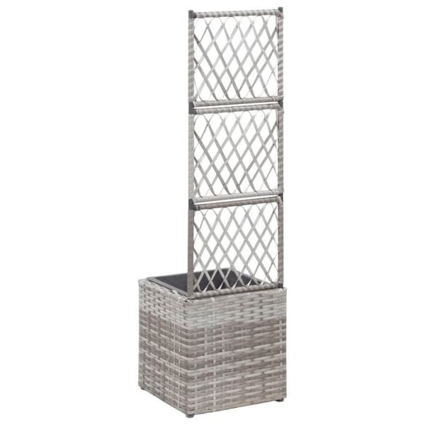 vidaXL espalier med hævet plantekasse 30x30x107 cm polyrattan grå