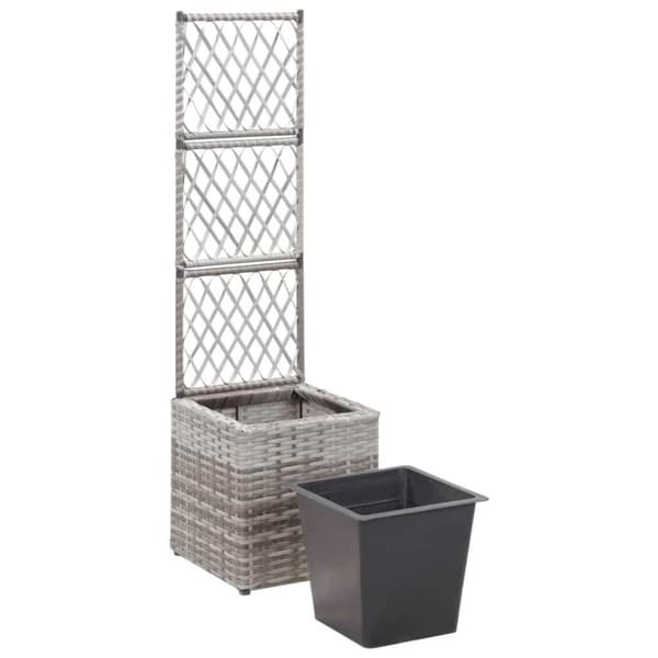 vidaXL espalier med hævet plantekasse 30x30x107 cm polyrattan grå