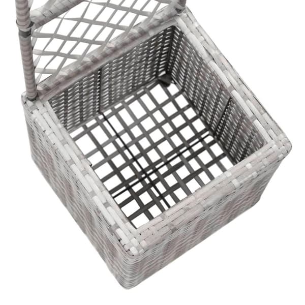vidaXL espalier med hævet plantekasse 30x30x107 cm polyrattan grå