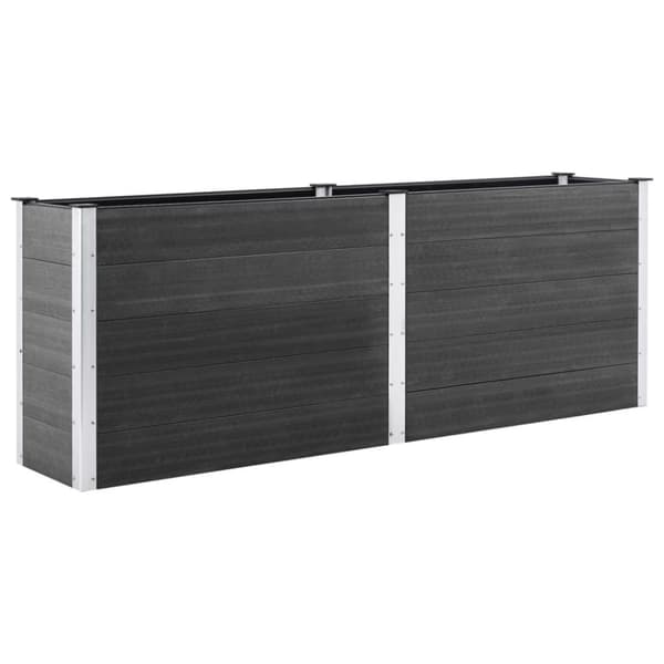 vidaXL Puutarhan korotettu kukkalaatikko 250x100x91 cm WPC harmaa
