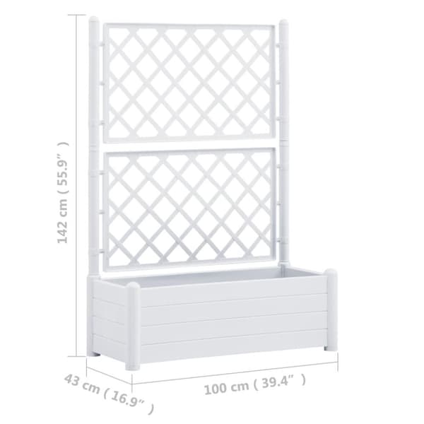 vidaXL plantekasse med espalier 100x43x142 cm PP hvid
