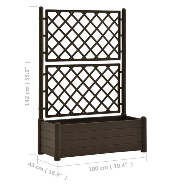 vidaXL plantekasse med espalier 100x43x142 cm PP mokkafarvet
