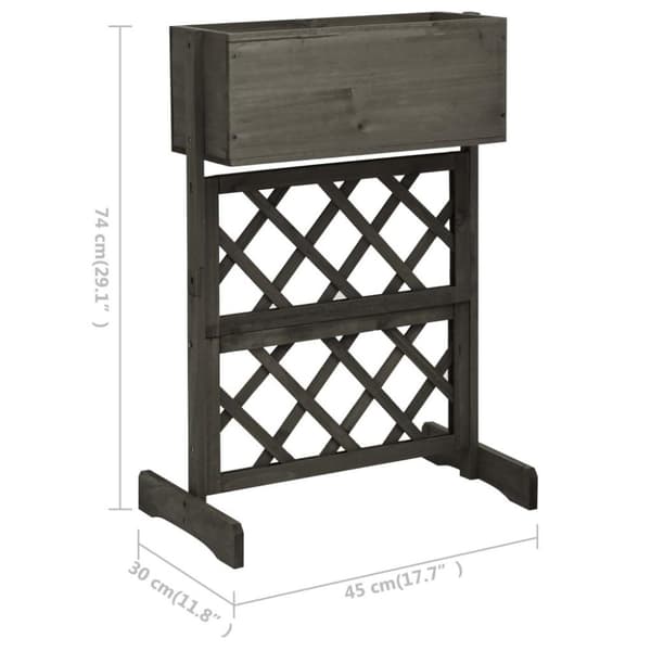 vidaXL plantekasse med espalier 45x30x74 cm massivt fyrretræ grå