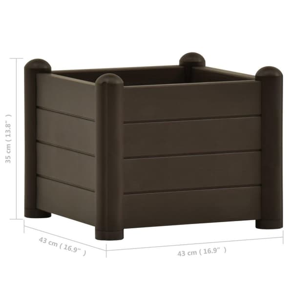 vidaXL Upphöjd odlingslåda PP mocka 43x43x35 cm