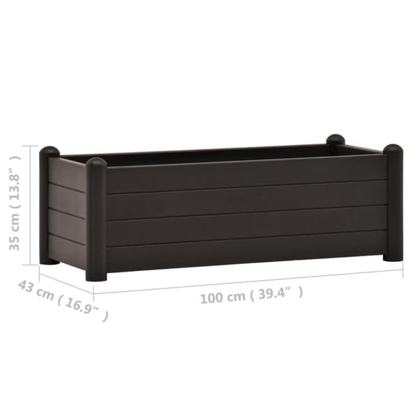 vidaXL Korotettu kukkalaatikko PP antrasiitti 100x43x35 cm