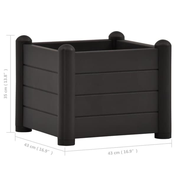 vidaXL Høybed PP antrasitt 43x43x35 cm