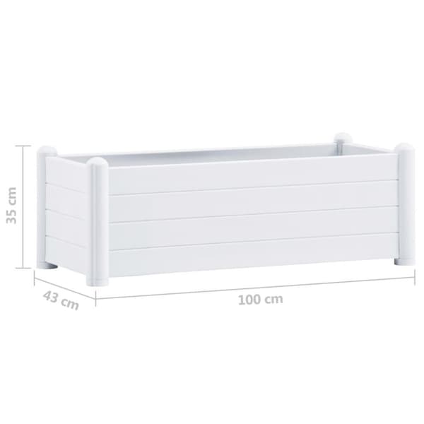 vidaXL Korotettu kukkalaatikko PP valkoinen 100x43x35 cm