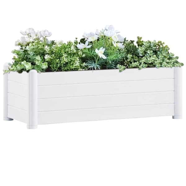 vidaXL Korotettu kukkalaatikko PP valkoinen 100x43x35 cm