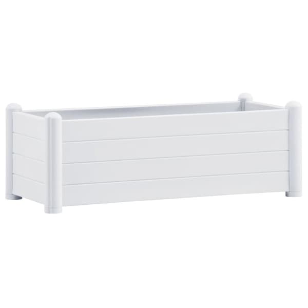 vidaXL Korotettu kukkalaatikko PP valkoinen 100x43x35 cm