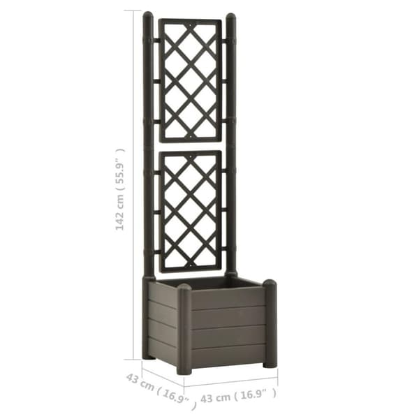 vidaXL Plantekasse med espalier 43x43x142 cm PP antrasitt