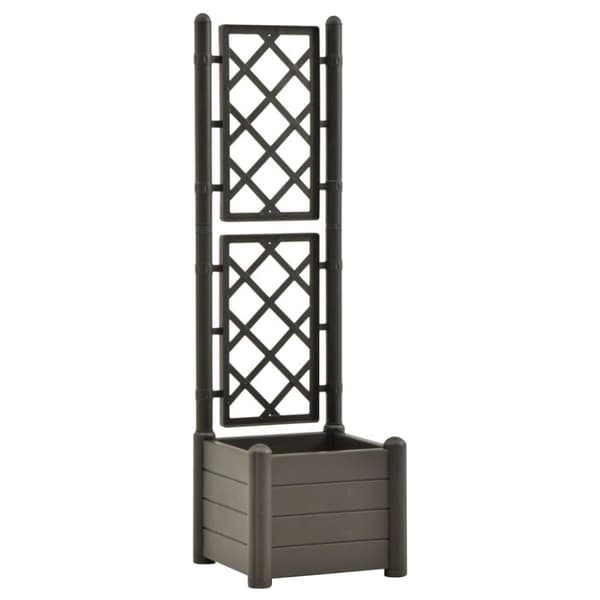 vidaXL Plantekasse med espalier 43x43x142 cm PP antrasitt