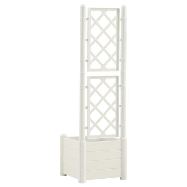 vidaXL Plantekasse med espalier 43x43x142 cm PP hvit