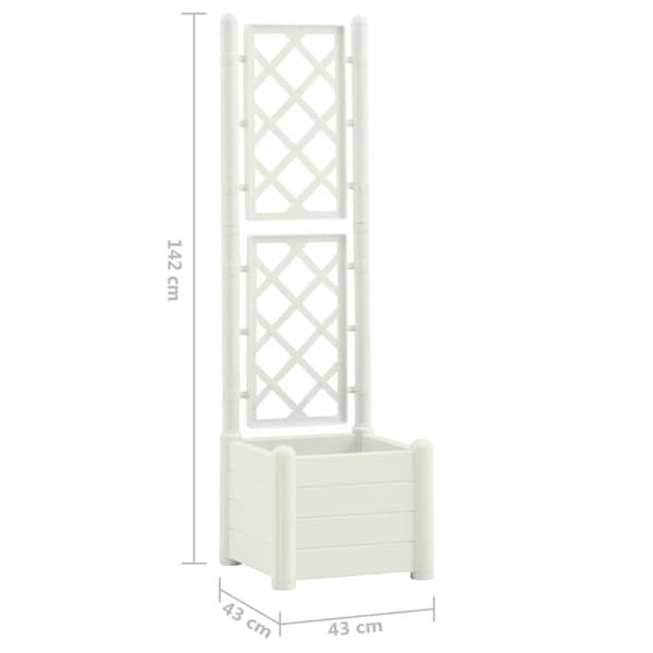 vidaXL Plantekasse med espalier 43x43x142 cm PP hvit