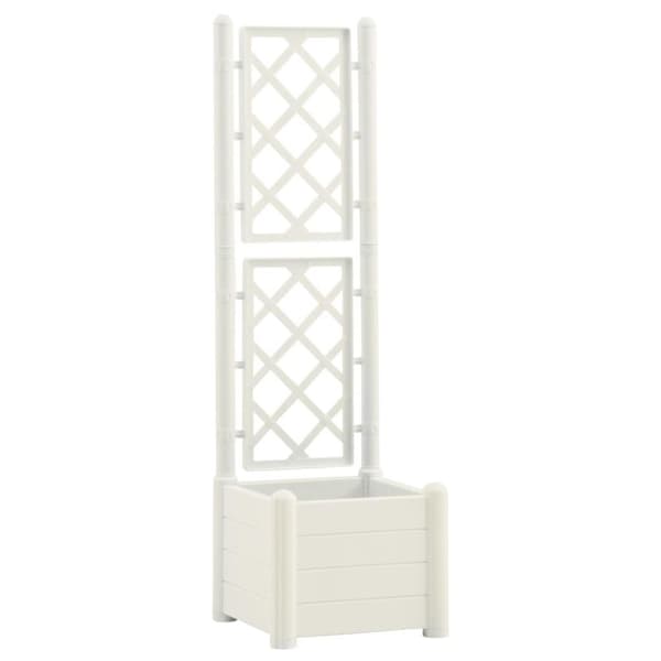 vidaXL Plantekasse med espalier 43x43x142 cm PP hvit
