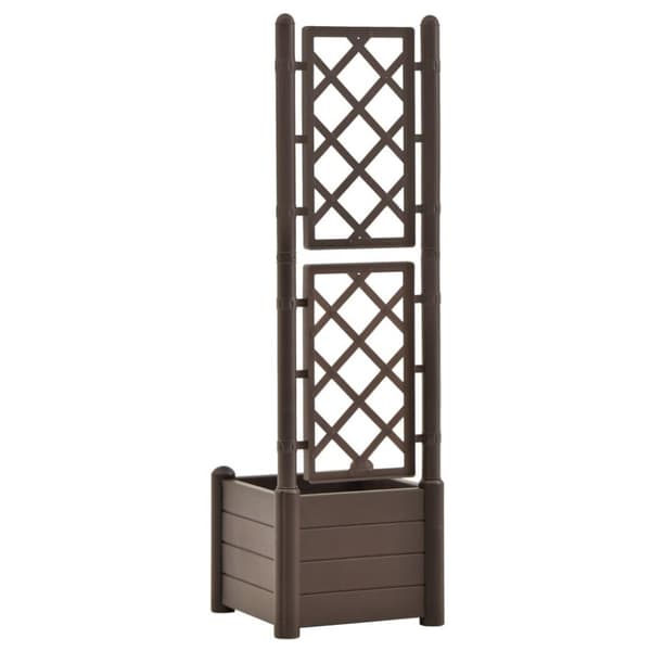 vidaXL Plantekasse med espalier 43x43x142 cm PP mocca