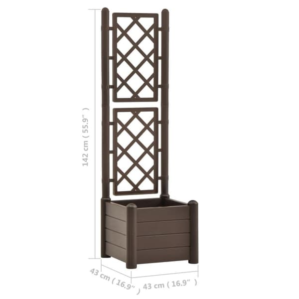 vidaXL Plantekasse med espalier 43x43x142 cm PP mocca