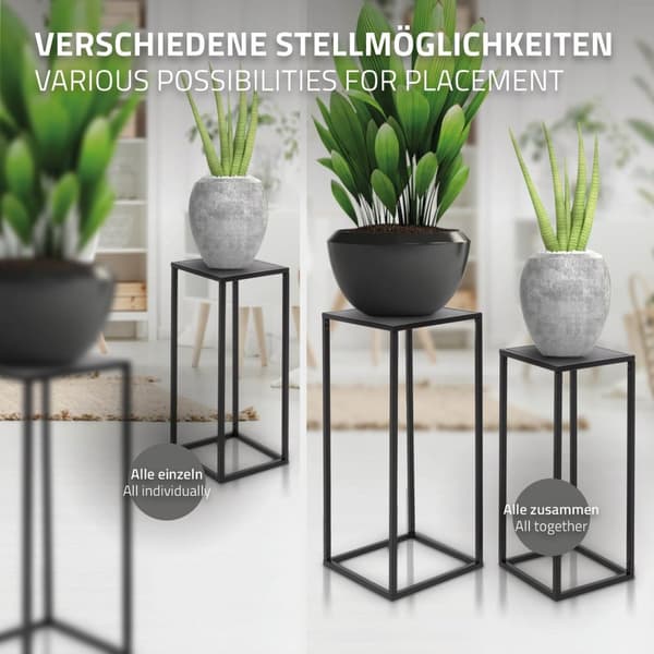 ML Design blomsterstativ i sæt af 2, sort, 20x60x20 / 30x70x30cm, moderne blomsterpotte, vejrbestandige og robuste metalplanter, blomsterkotter 2-tlg