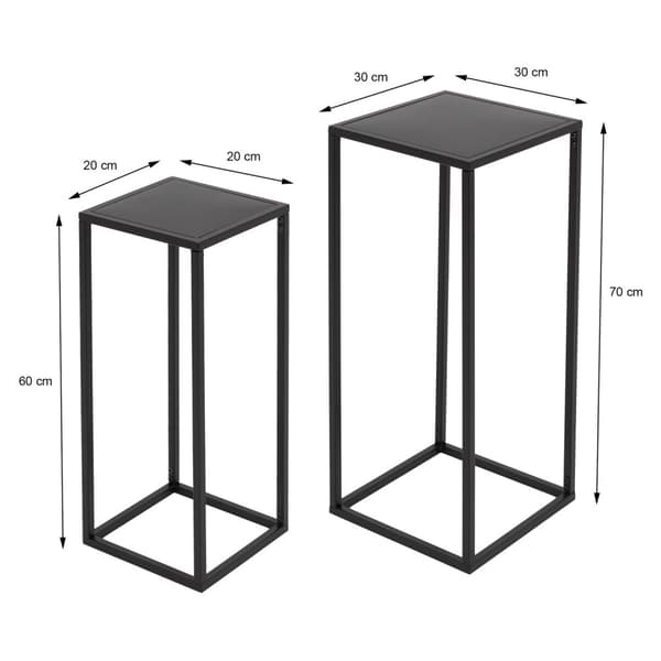 ML Design blomsterstativ i sæt af 2, sort, 20x60x20 / 30x70x30cm, moderne blomsterpotte, vejrbestandige og robuste metalplanter, blomsterkotter 2-tlg
