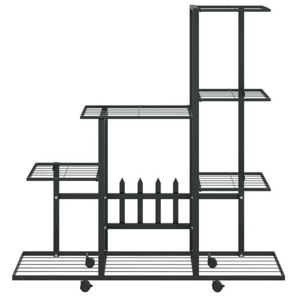 vidaXL blomsterstativ med hjul 94,5x25x92,5 cm metal sort