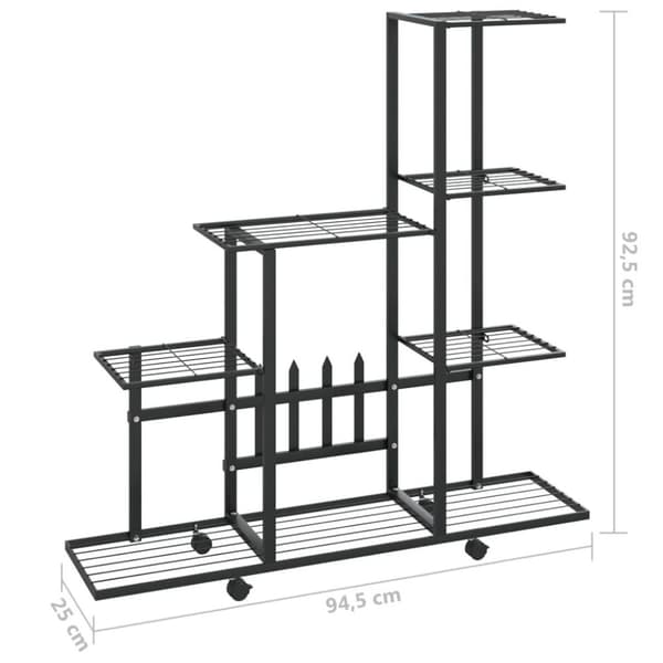 vidaXL Växtställ på hjul 94,5x25x92,5 cm svart metall