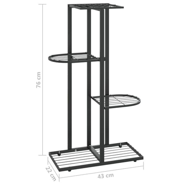 vidaXL Växtställ med 4 hyllor 43x22x76 cm svart metall