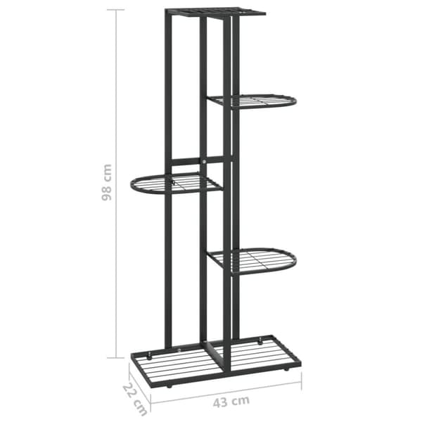 vidaXL Blomsterstativ med 5 etasjer 43x22x98 cm svart metall