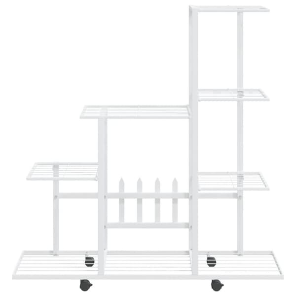 vidaXL blomsterstativ med hjul 94,5x25x92,5 cm metal hvid